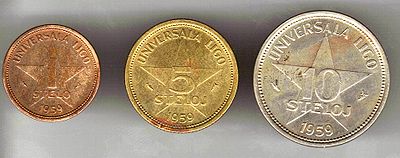 Monedas de 1, 5 y 10 steloj