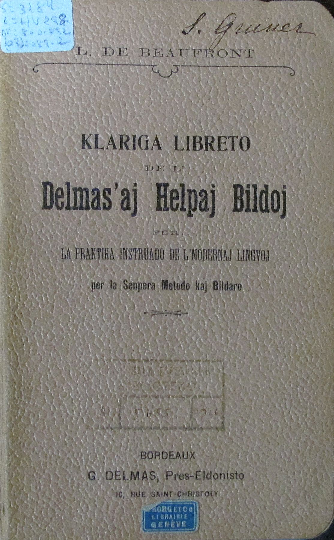 Kovrilo de <em>Klariga Libreto</em> (Fotis CIC)