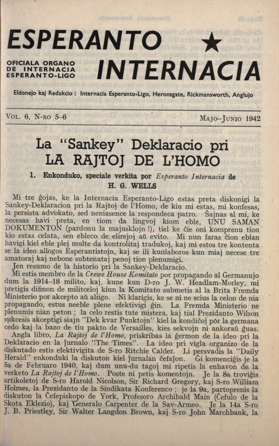 La Sankey Deklaracio por La Rajtoj de l'Homo'